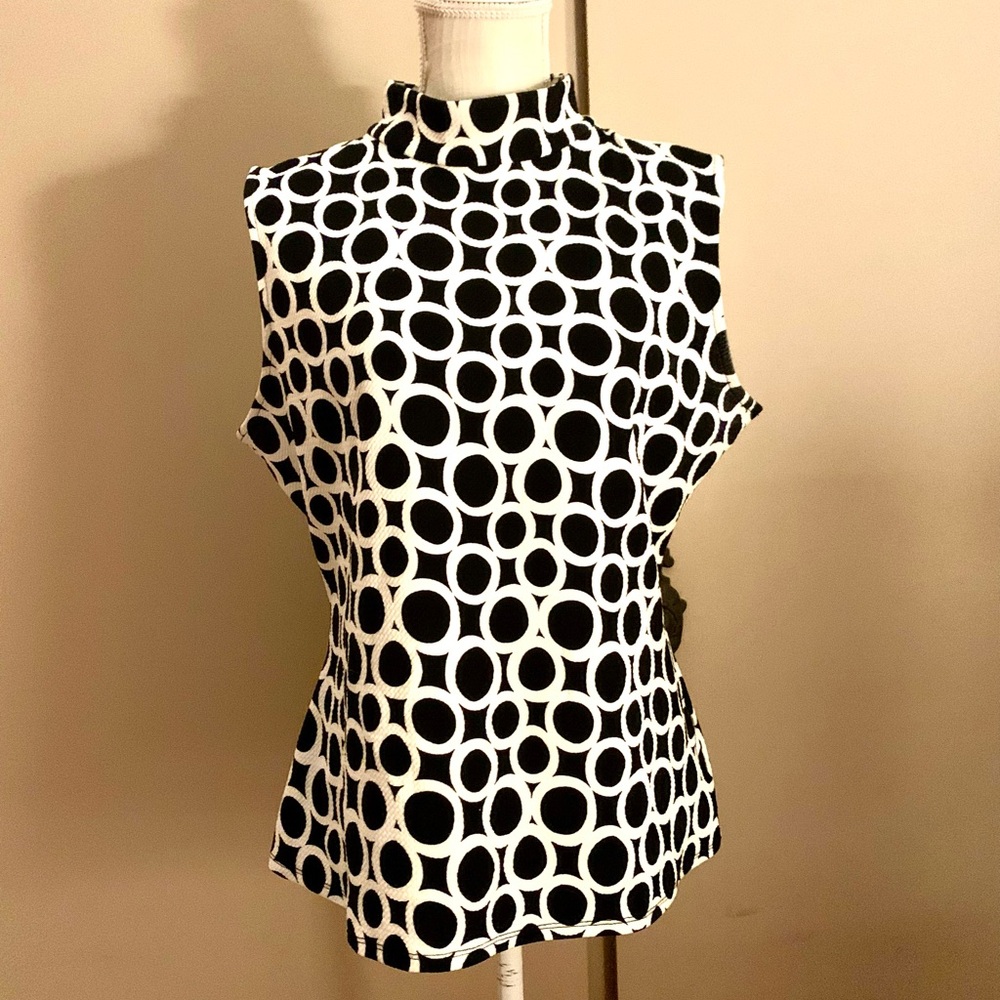 Calvin Klein Black and White Circle Pattern Blouse